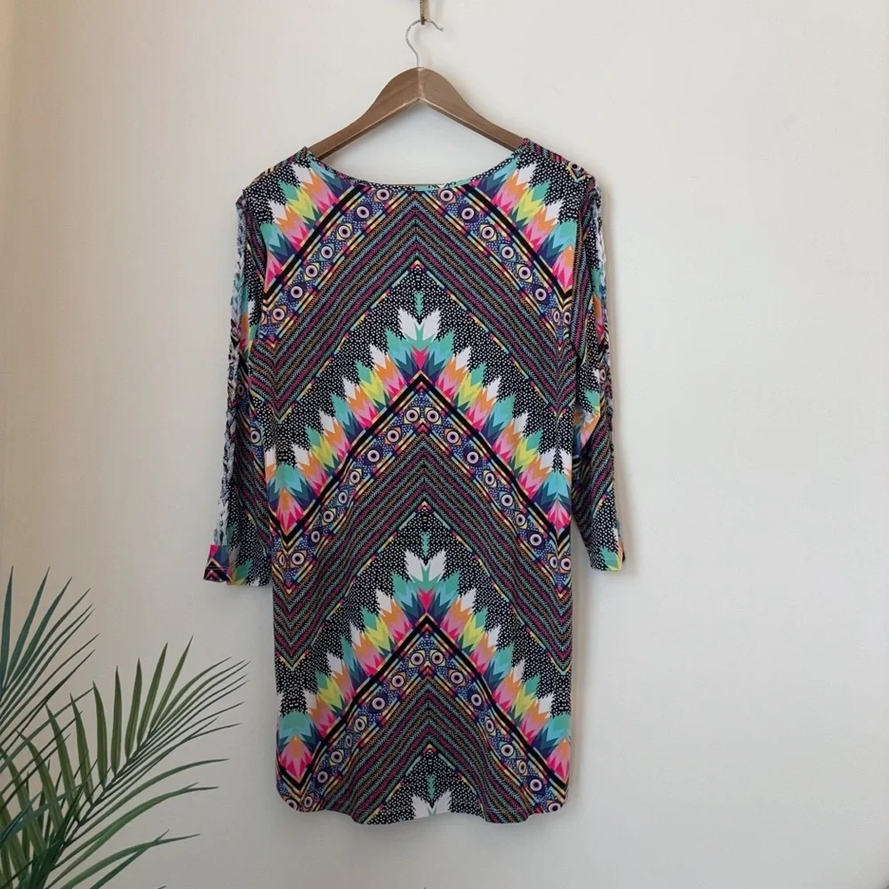 Mara Hoffman Swim Chevron Braided Sleeve Cover Up Dress Medium Maximalist